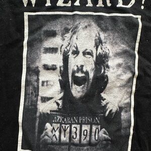 Black Graphic Tee with Grayscale Prison Portrait